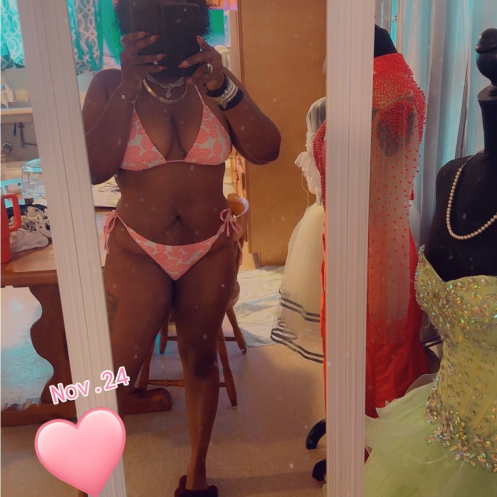 Source Unknown Pink and White Bikini